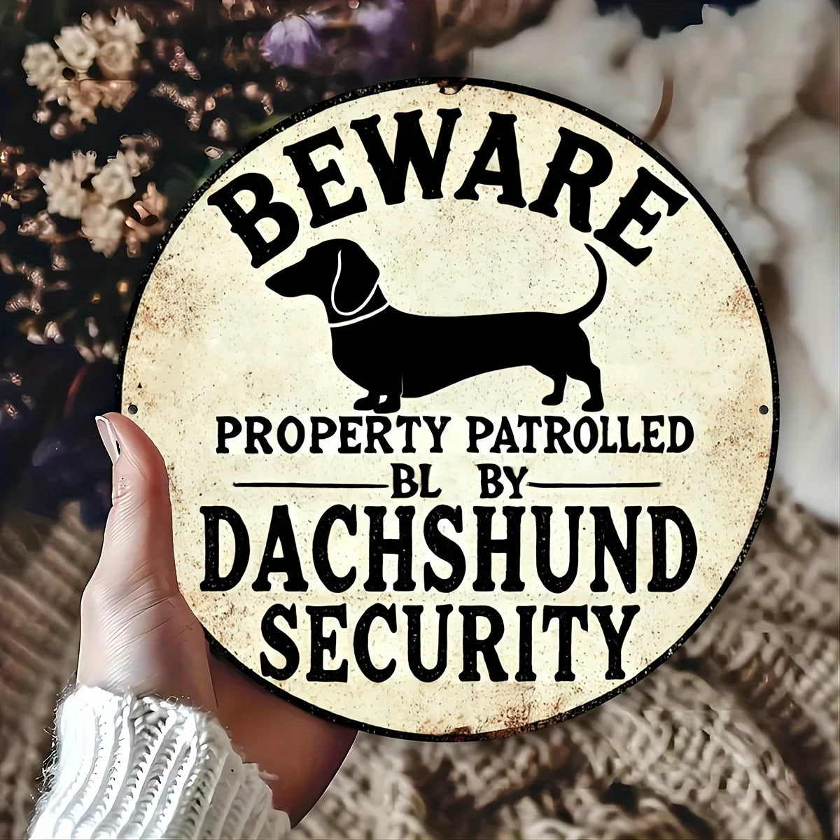 Dachshund Property Security Sign – Durable Weatherproof Aluminum Safety Plaque for Outdoor & Indoor Use