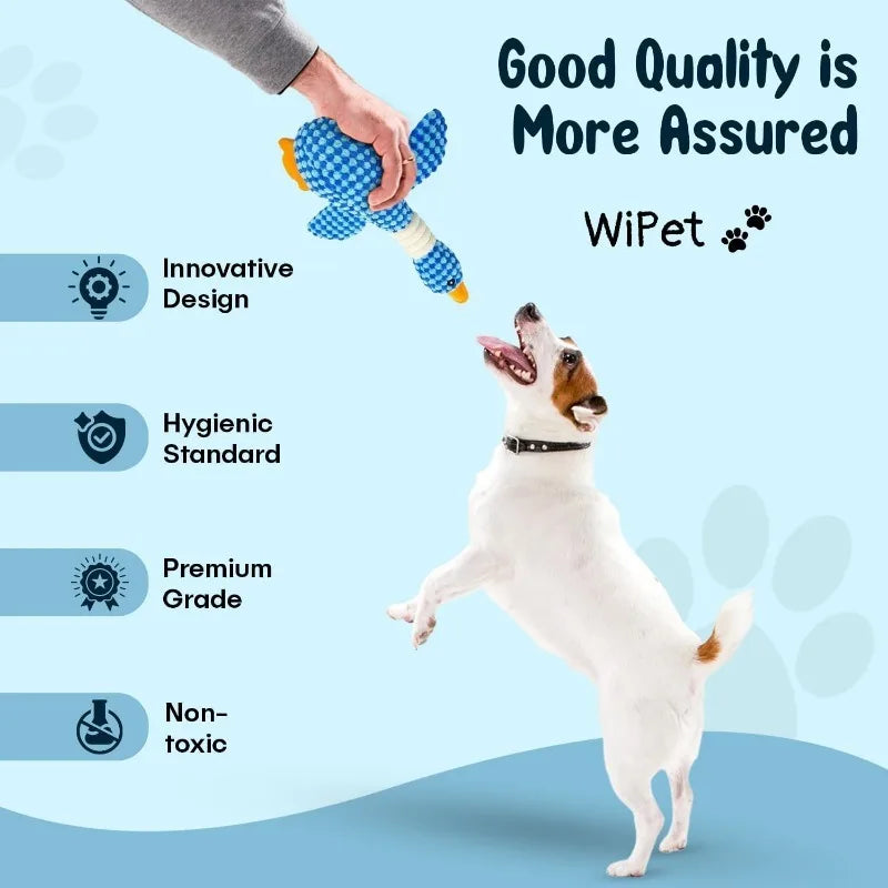Long-Neck Honking Goose Dog Toy – Tough Pineapple-Grid Plush for Puppies & Adults