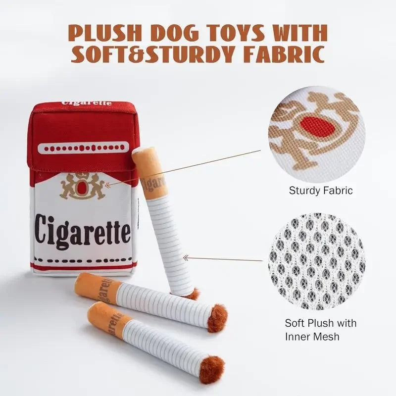 "The Bad Habit" Cigarette Plush Squeaker Set – Interactive Funny Dog Toy