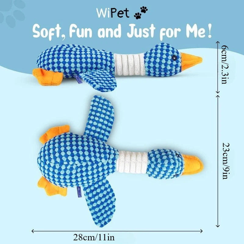 Long-Neck Honking Goose Dog Toy – Tough Pineapple-Grid Plush for Puppies & Adults