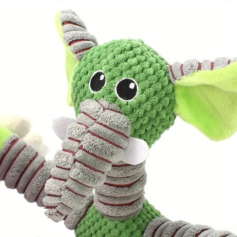 Spiral-Flex Plush Dog Toy – Bite-Resistant Elephant, Pig, & Bear Characters