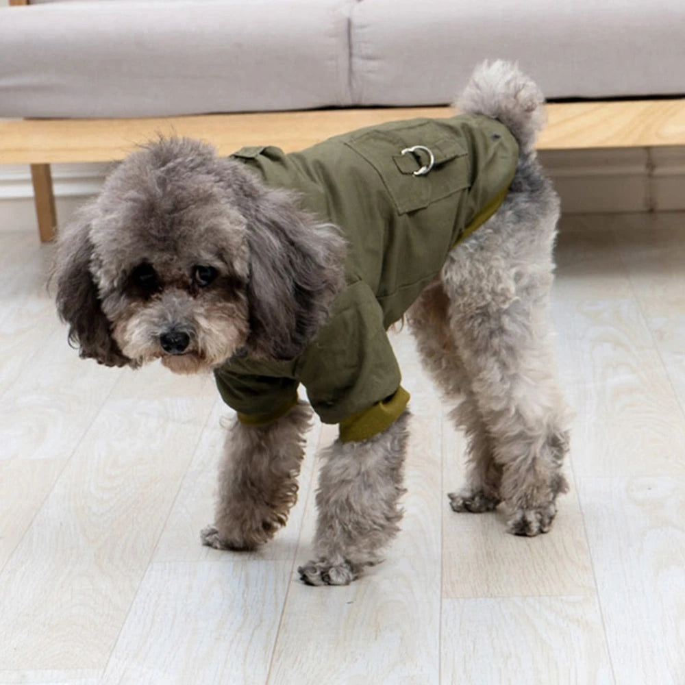Sherpa-Lined Winter Dog Jacket – Windproof Quilted Puppy Hoodie
