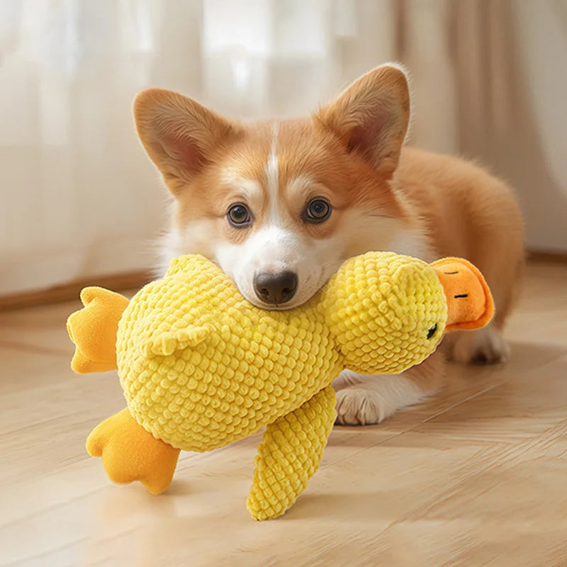 Long-Neck Honking Goose Dog Toy – Tough Pineapple-Grid Plush for Puppies & Adults