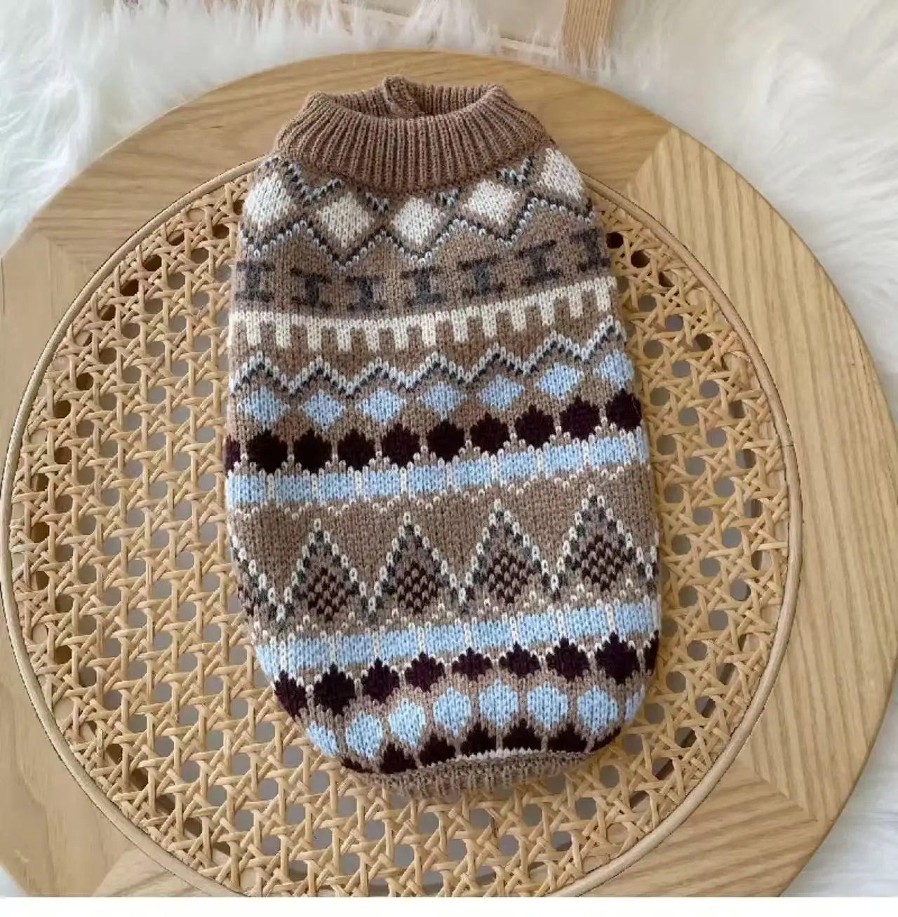 Bohemia Sweater for Wiener Dogs Autumn Hand-knitted Soft Coat for Badger Dogs Thick Warm Loungewear for Dachshund Small Mid Dogs