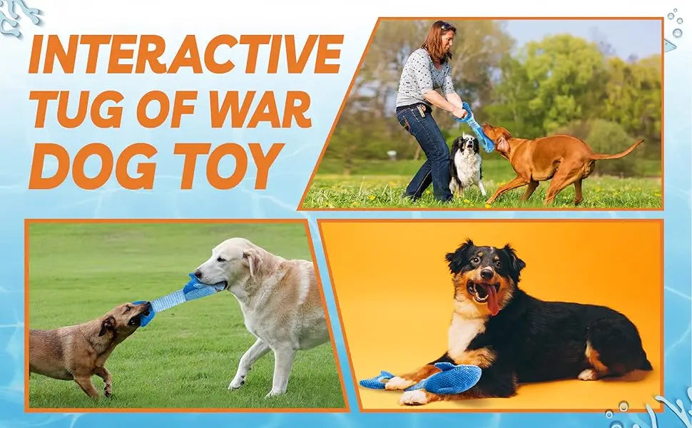 Stretchy Shark Squeaker Dog Toy – Interactive Tug & Heavy-Duty Plush Chew