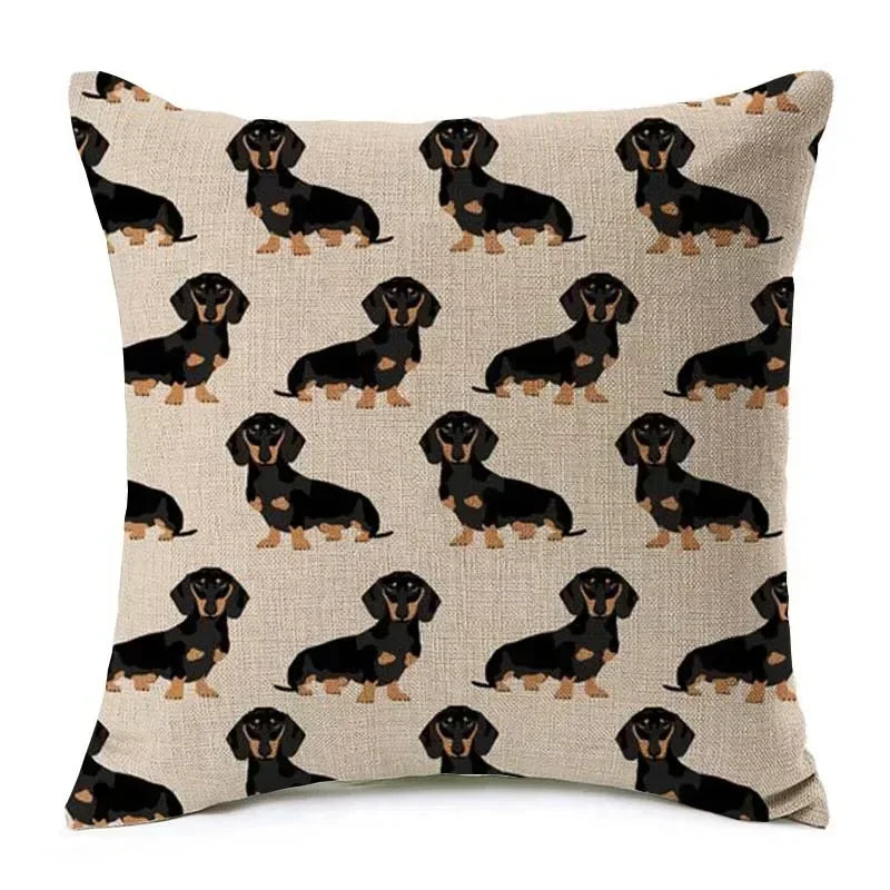 Hand Painting Dachshund Dog Posters Cushion Covers Sausage Pet Animals Pillowcase Decorative Pillows for Sofa