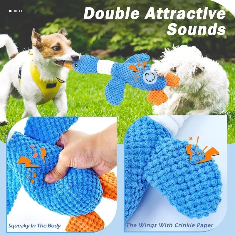 Long-Neck Honking Goose Dog Toy – Tough Pineapple-Grid Plush for Puppies & Adults