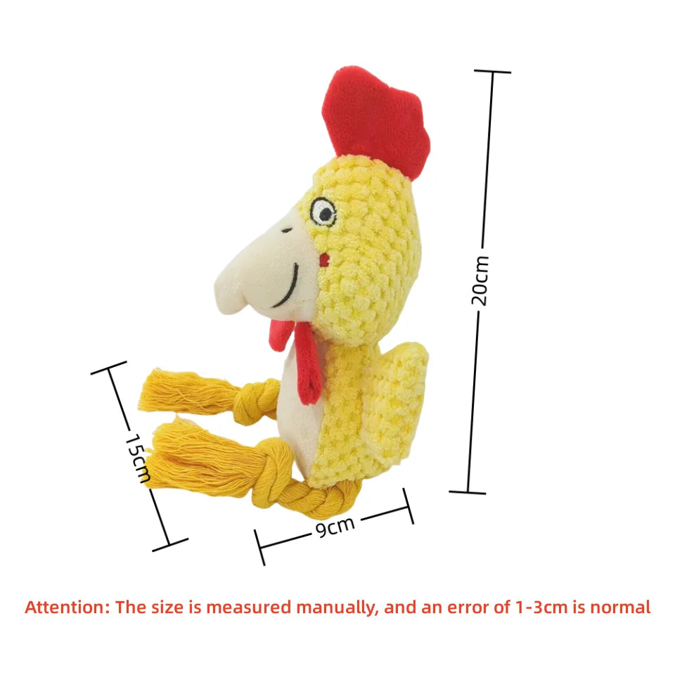 Juguete interactivo para perros Animal Buddy Squeaker: peluche y cuerda para masticar para cachorros y adultos