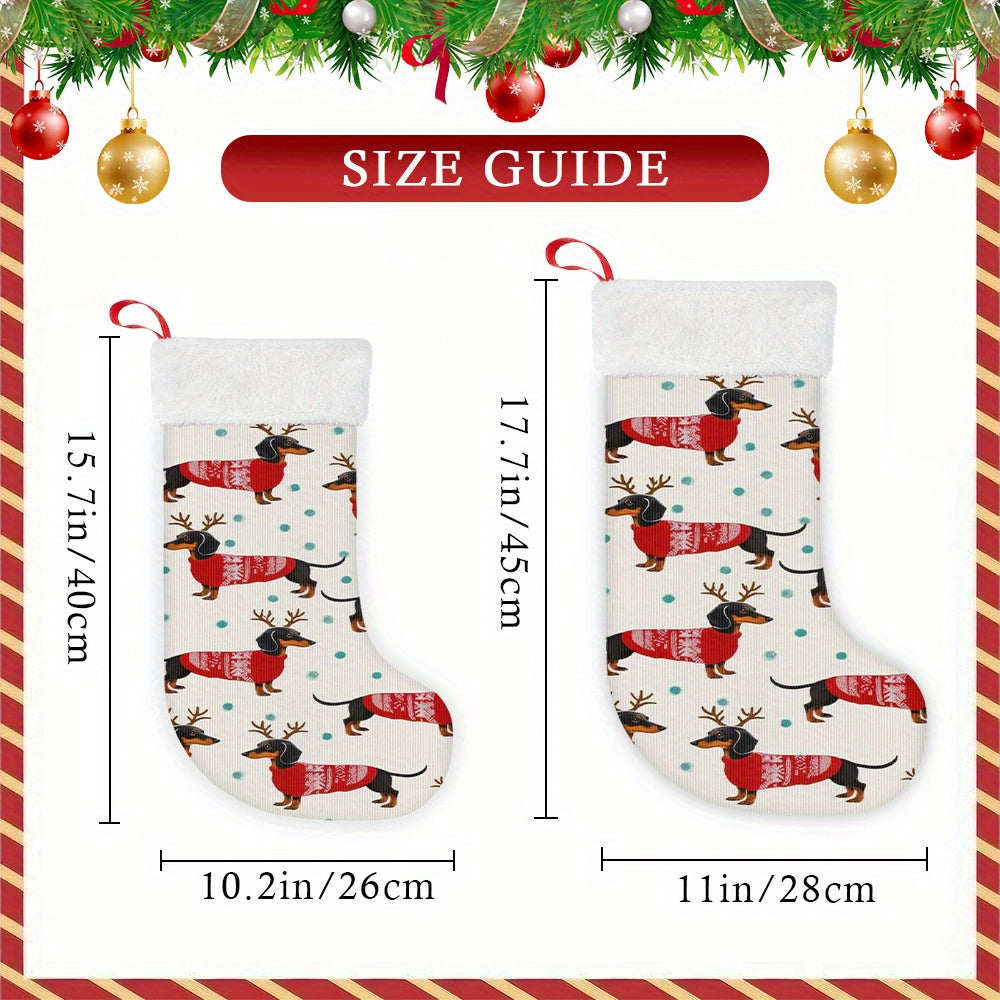 1 Christmas Stocking, Dachshund Printed Sock for Xmas Decorations - High-Quality Digital Design Suitable Indoors/Kitchen or Party Use, Christmas Socks for Hanging, Christmas Stockings, Christmas Stocking Decoration, Pet Chris