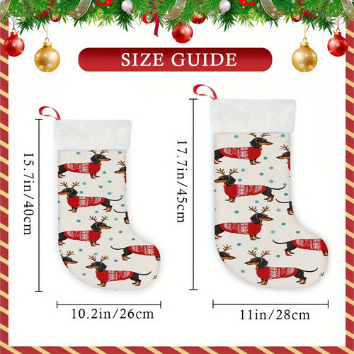 1 Christmas Stocking, Dachshund Printed Sock for Xmas Decorations - High-Quality Digital Design Suitable Indoors/Kitchen or Party Use, Christmas Socks for Hanging, Christmas Stockings, Christmas Stocking Decoration, Pet Chris