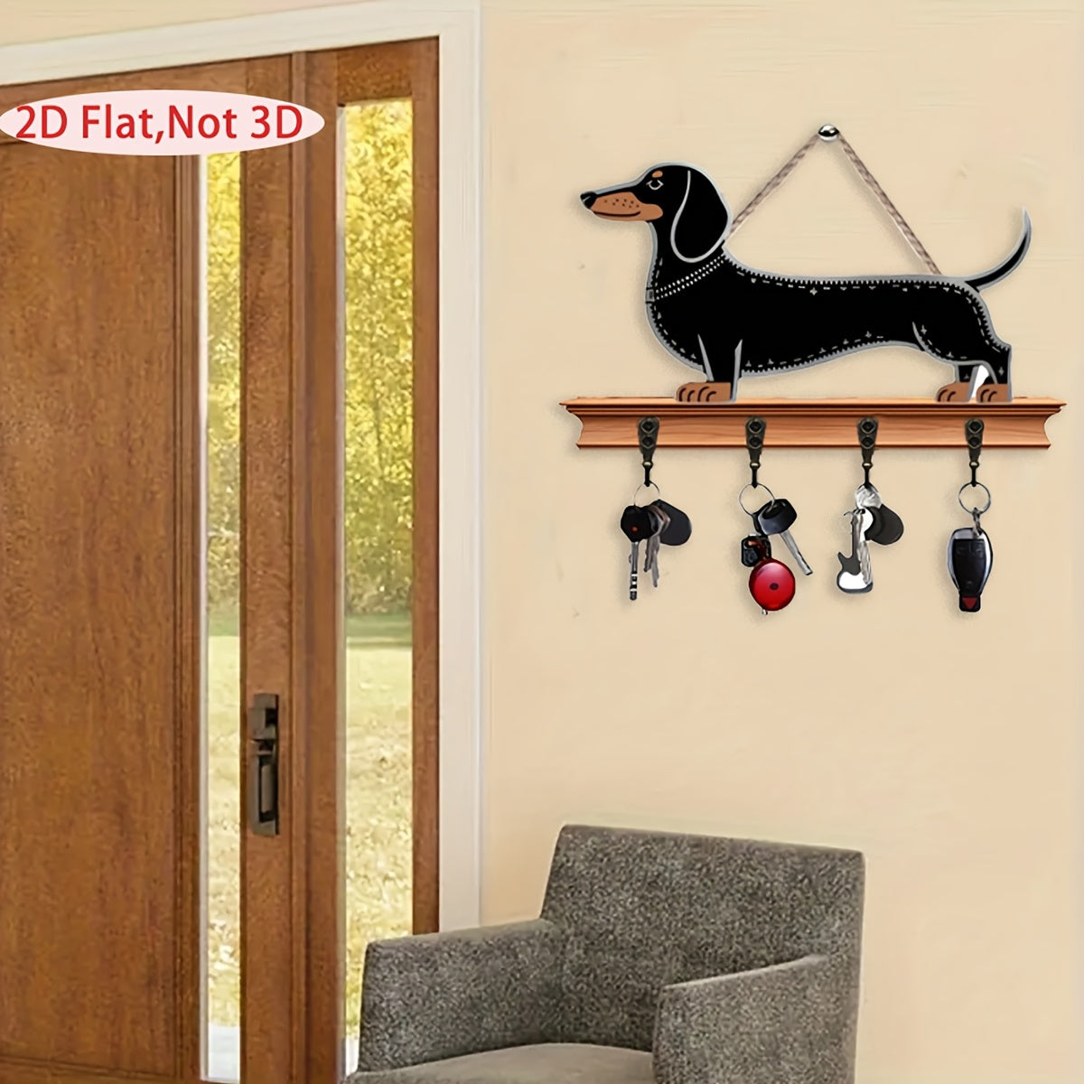 2D Flat 1pc Vintage Dachshund Themed Wooden Hook Wall Decoration, Suitable for Entryway, Office, or Living Room, Perfect Gift for Animal Lovers, Home Decor Accessory| Work Dog Design| Wooden Wall Art