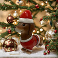 1pc or Multi-Piece Compatible Dachshund Dog Figurine - Elegant Resin Collectible German Shepherd-like Miniature Dachshund Decor with Red & Golden Outfit, Glossy Black-Eyed Design & White Paws - Christmas Tree Base or Tabletop