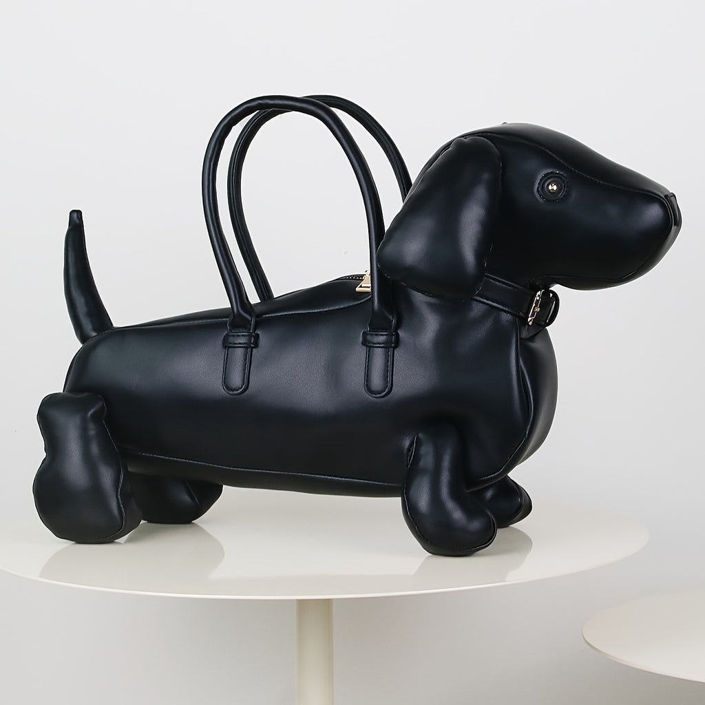 2024 New Fashionable Cartoon Dachshund Dog Handbag - Lightweight, Large Capacity, Soft PU Leather, Zip Closure, Polyester Lining, Guards on Edges, Made in Guangzhou