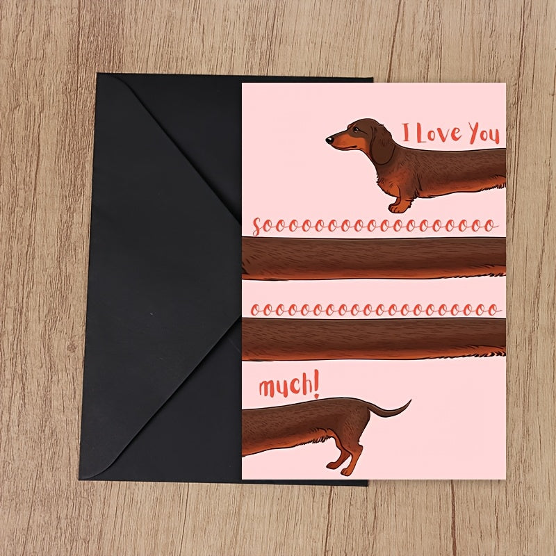 Dachshund-Themed Love Card with Envelope - Perfect for Valentine's Day & Anniversaries, Romantic Gesture for Spouse or Partner