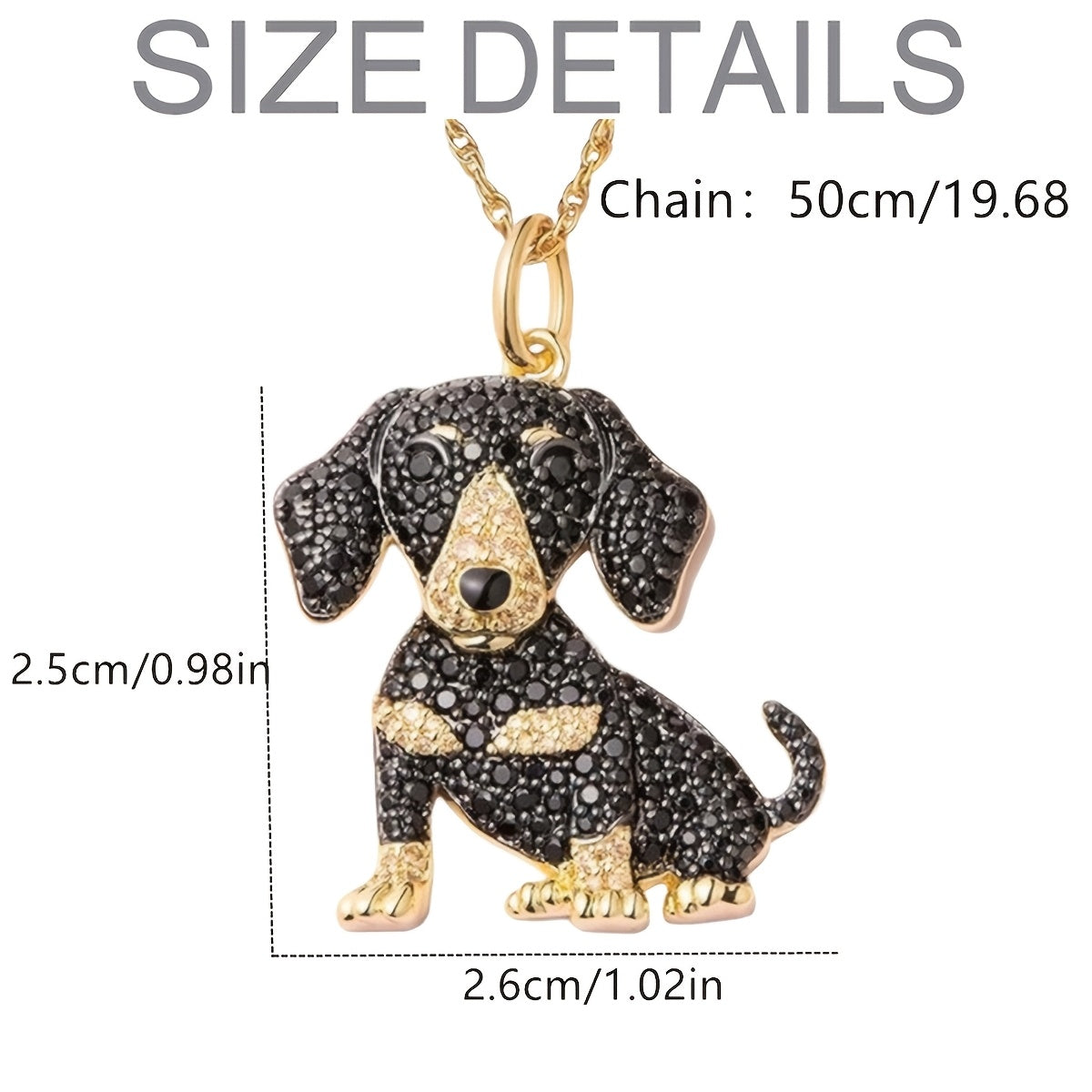 Chic Golden Dachshund Rhinestone Pendant Necklace - Exquisite Pet Dog Memorial Jewelry Gift for Women, Fashion Alloy with Cubic Zirconia