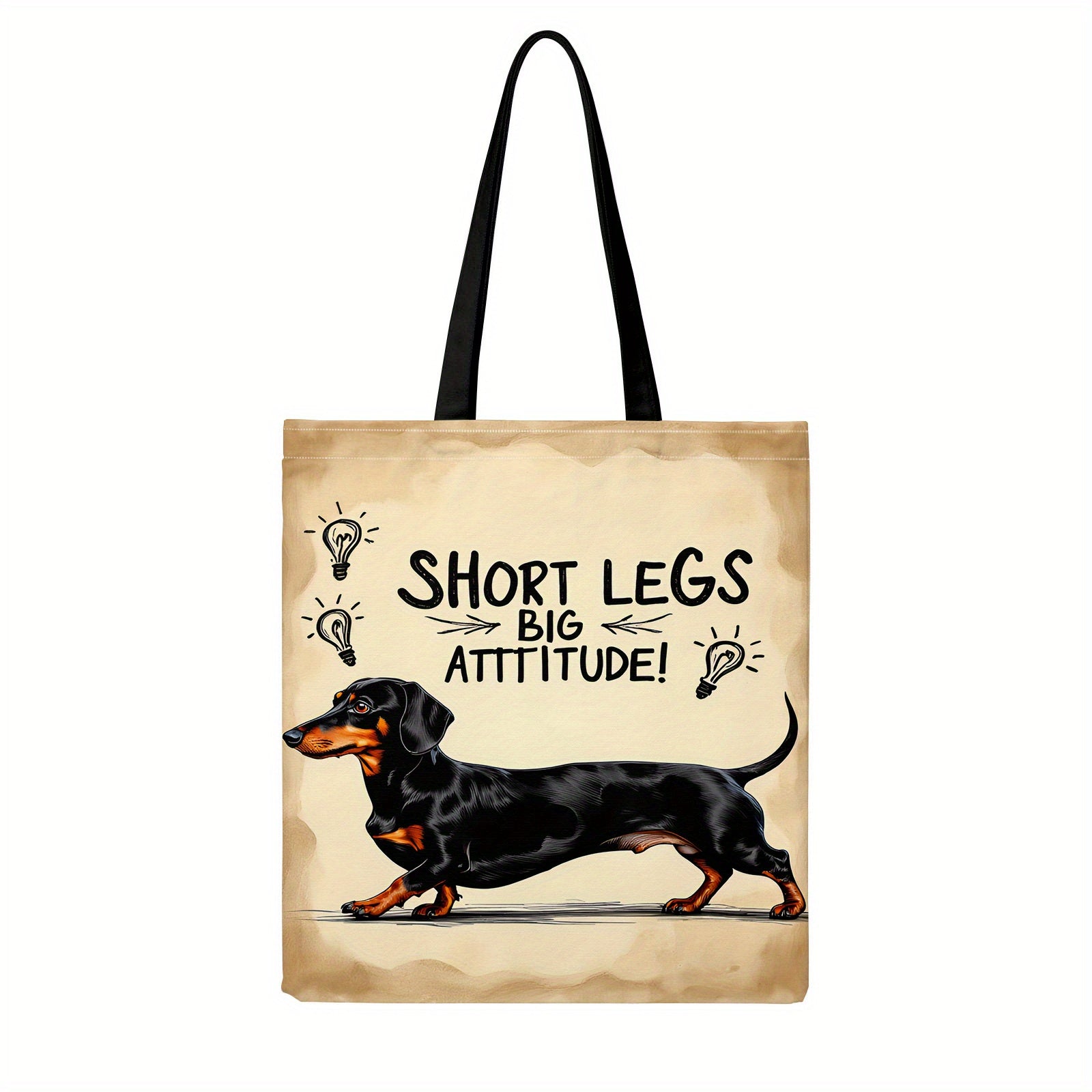 A Cute Dachshund Canvas Tote , Large Capacity And Reusable, Perfect for Women'S Casual Shopping. It Features a Fun Print Design Suitable for Everyday Shopping, Outdoor Activities, Family Parties, And More. The Soft Fabric Pro