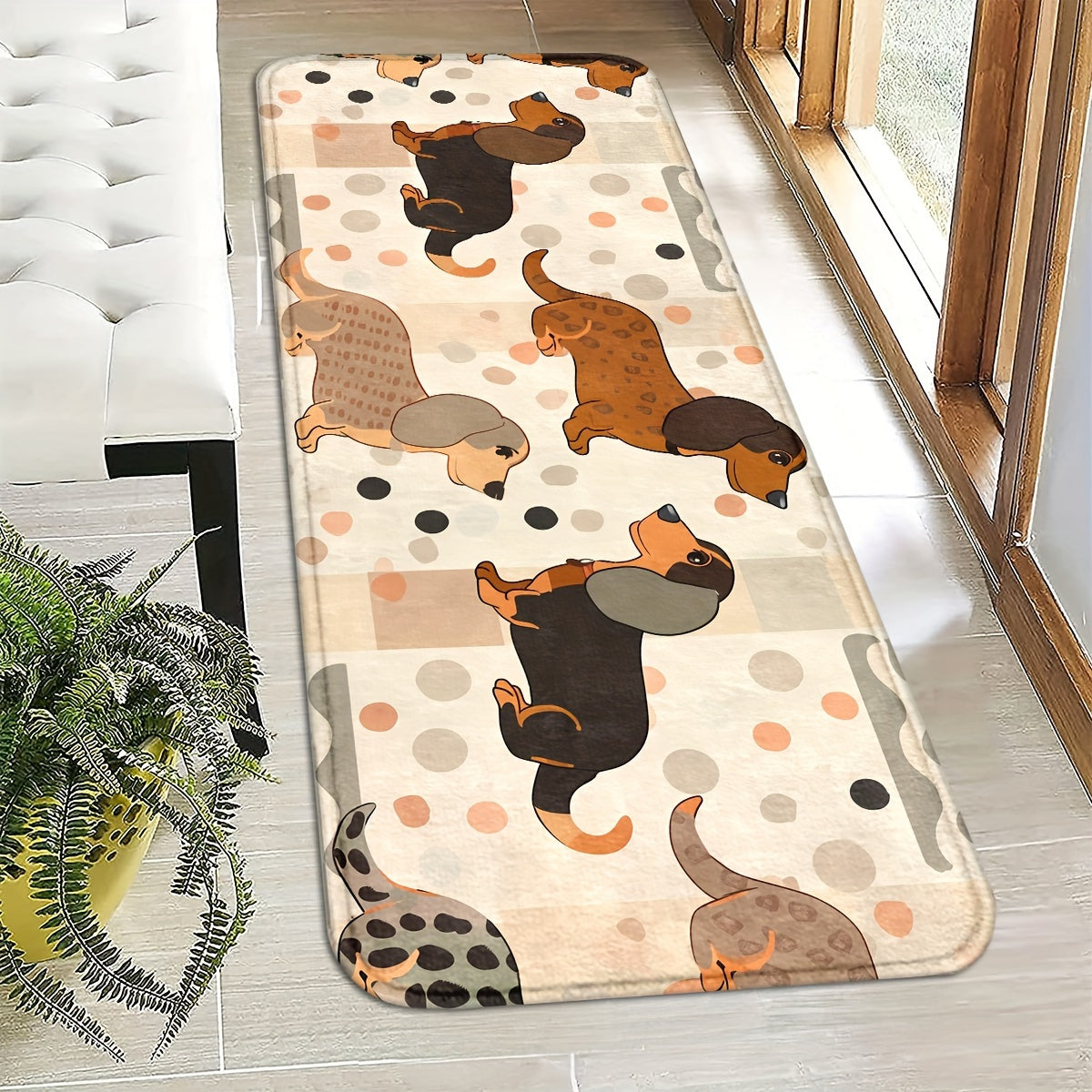Adorable Dachshund Dog Door Mat - Non-Slip, Machine Washable Entrance Rug for Kitchen, Bathroom & Laundry Room