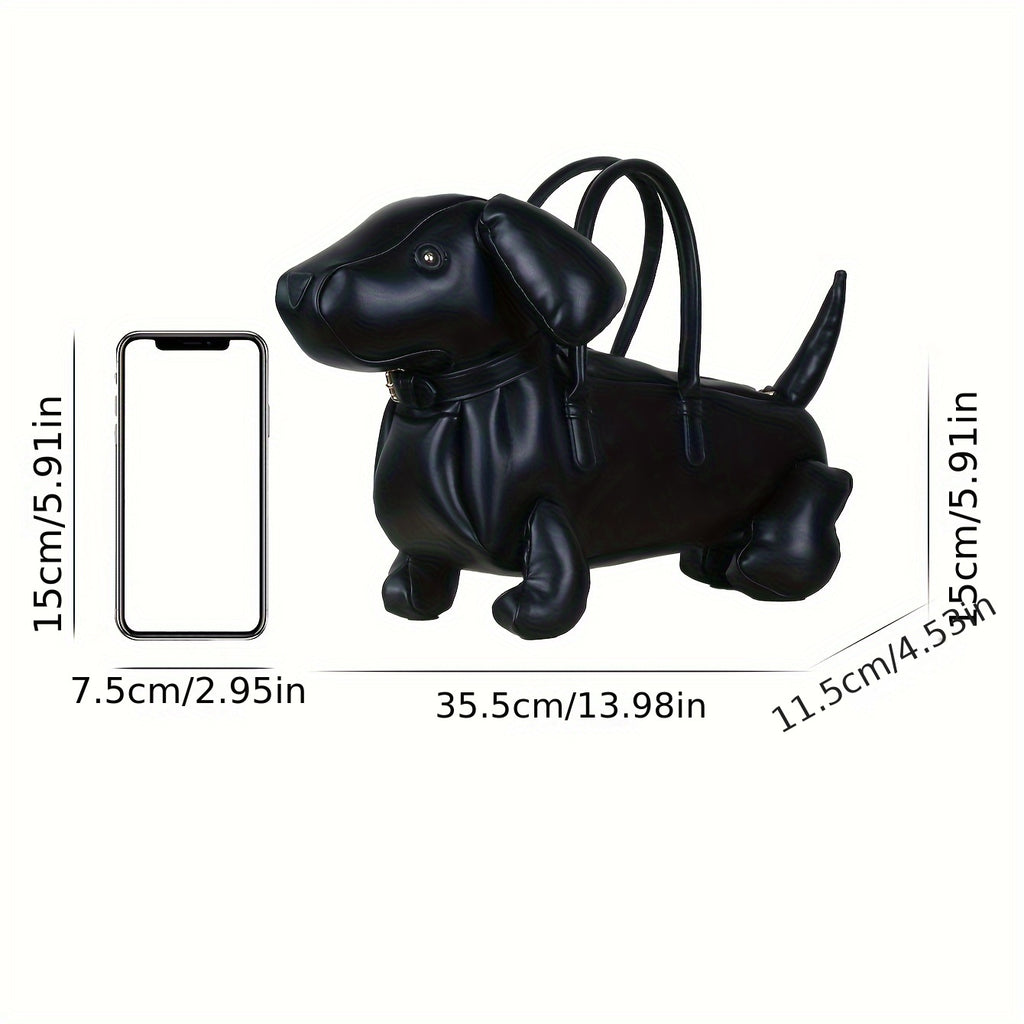 2024 New Fashionable Cartoon Dachshund Dog Handbag - Lightweight, Large Capacity, Soft PU Leather, Zip Closure, Polyester Lining, Guards on Edges, Made in Guangzhou