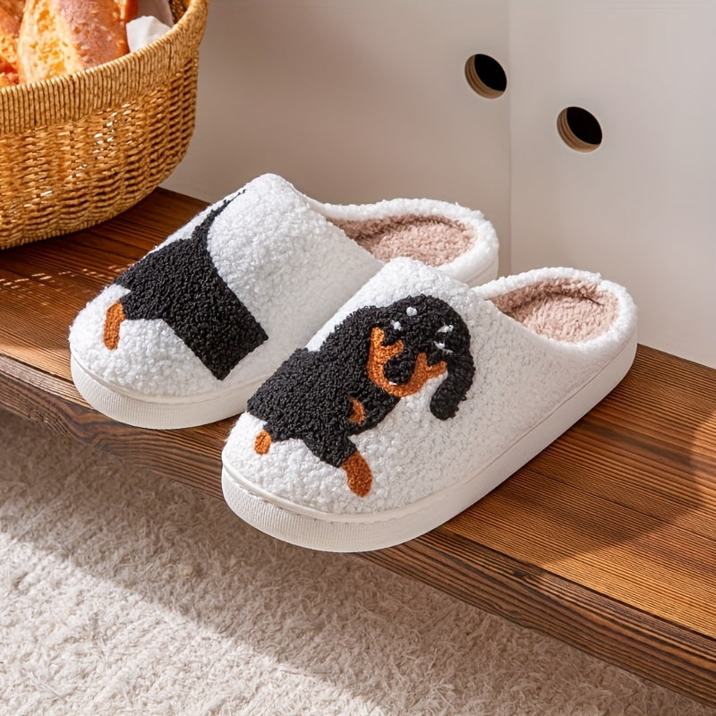 Cozy Cartoon Dachshund Slippers - Ultra-Soft Sole Platform, Plush Lined, Non-Slip, Comfortable, Warm, and Relaxing Footwear for Home, Lounge, or Leisure - Perfect for Casual Wear