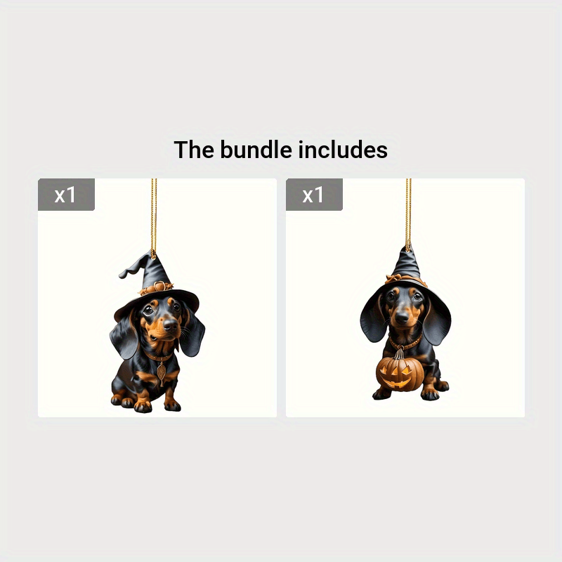 Halloween Pumpkin Dachshund Acrylic Hanging Decor - Festive Home & Car Ornament, No Power Needed