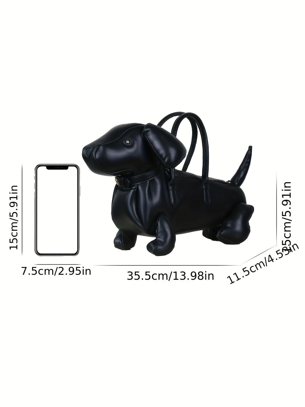 2024 New Fashionable Cartoon Dachshund Dog Handbag - Lightweight, Large Capacity, Soft PU Leather, Zip Closure, Polyester Lining, Guards on Edges, Made in Guangzhou