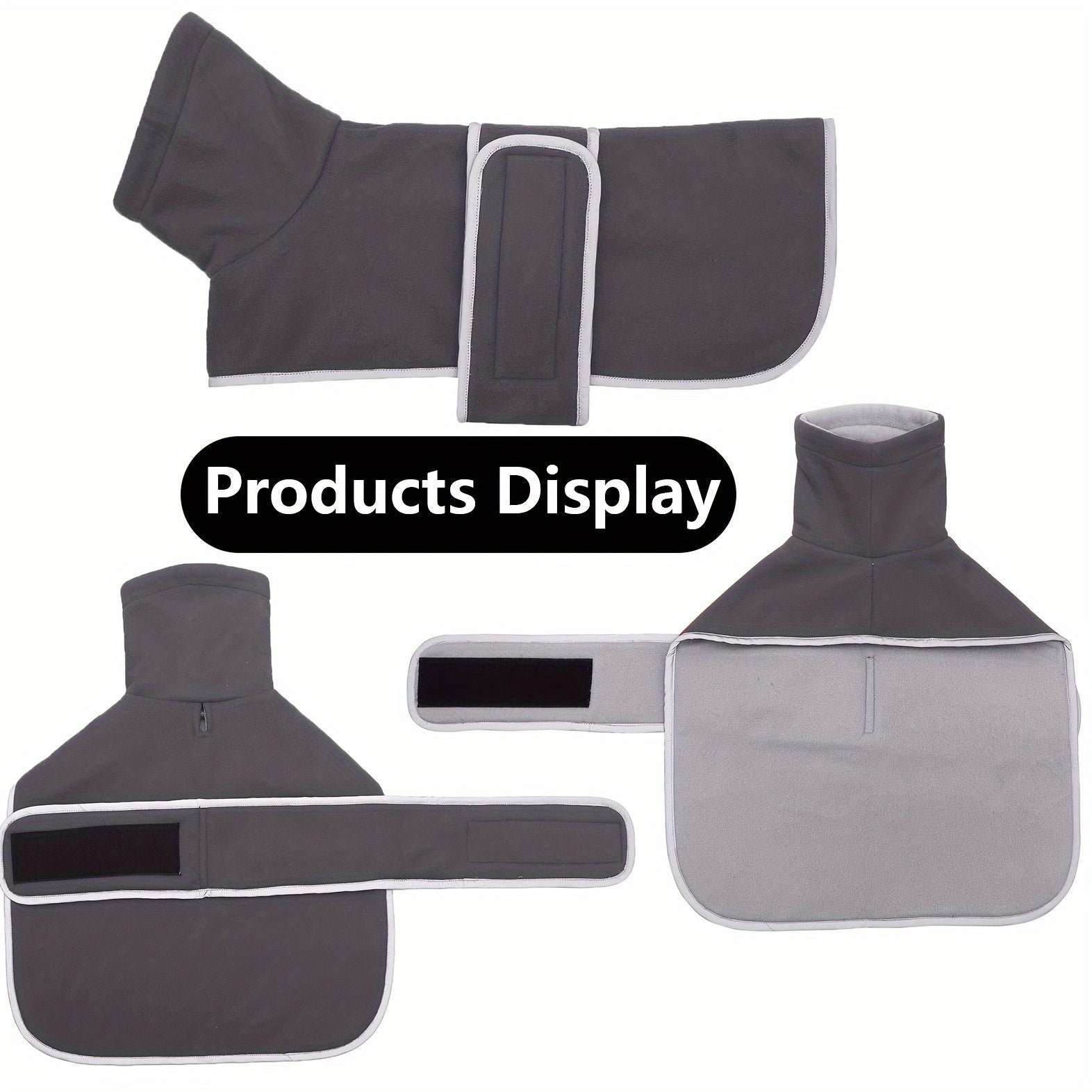 Dachshund Winter Fleece Coat – Padded All-Weather Gray Parka with High-Collar & Reflective Safety Trim