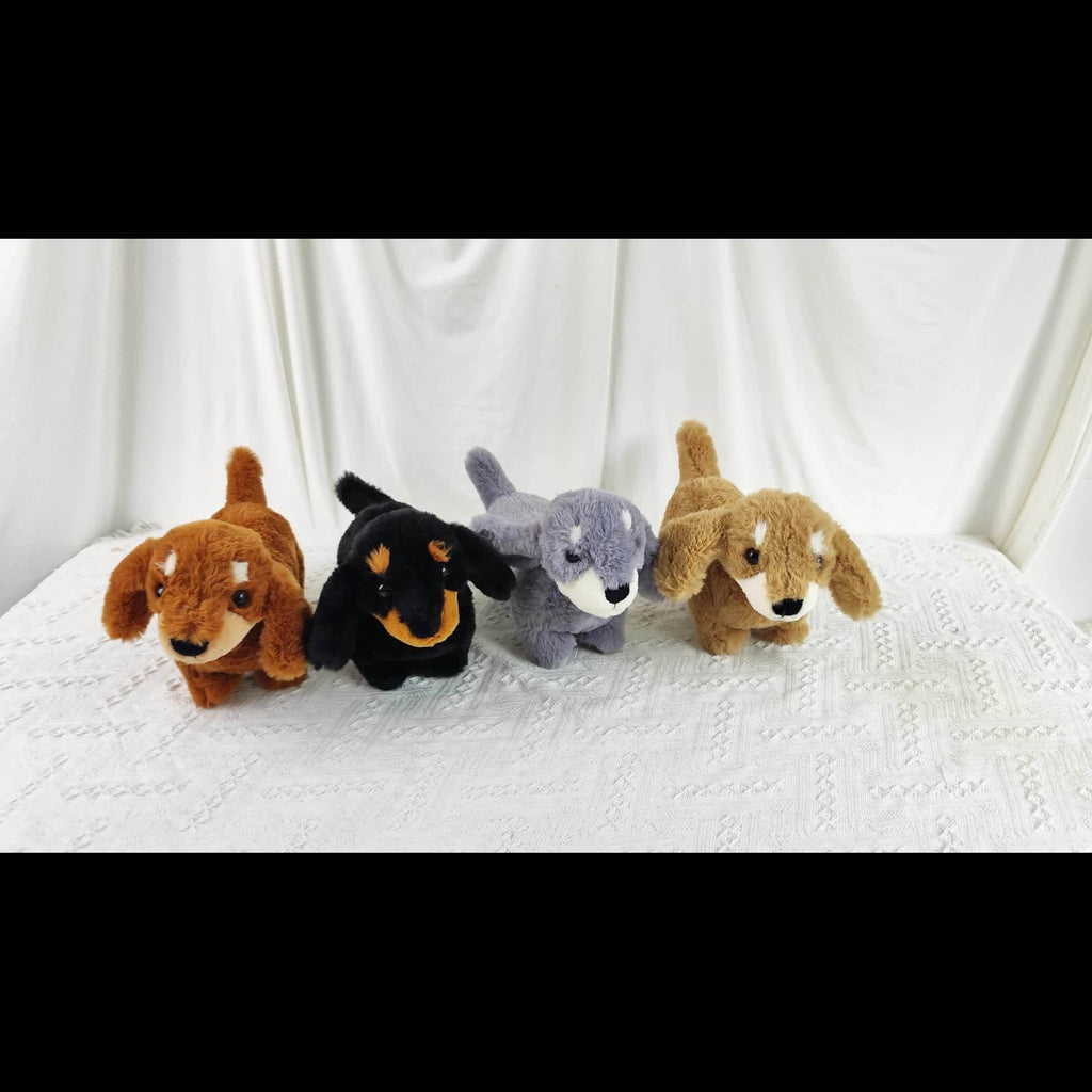 Dachshund Plush Cuddle Buddy – 11" Ultra-Soft Stuffed Doxie in Black, Gray, & Brown