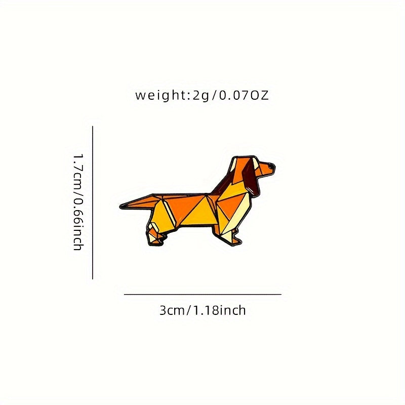 Geometric Dachshund Pin - Enamel Brooch for Everyday Wear on Bags, Hats, and Jackets - Suitable for Women and Men - DIY Accessory Gift