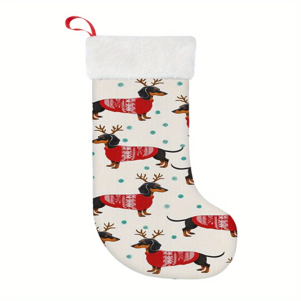 1 Christmas Stocking, Dachshund Printed Sock for Xmas Decorations - High-Quality Digital Design Suitable Indoors/Kitchen or Party Use, Christmas Socks for Hanging, Christmas Stockings, Christmas Stocking Decoration, Pet Chris