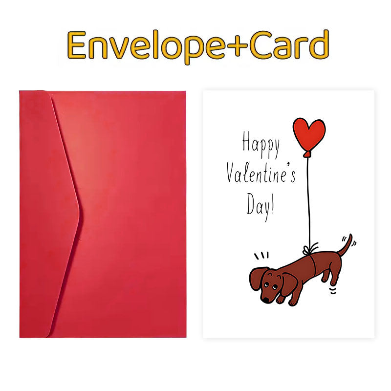 1pc, Romantic Dachshund Valentine'S Day Greeting Card (4.7x7.1 inches), Unique Love Message with Envelope, Perfect for Partner, Husband, Wife, Boyfriend, Girlfriend, Anniversary Celebration, High-Quality Paper Card