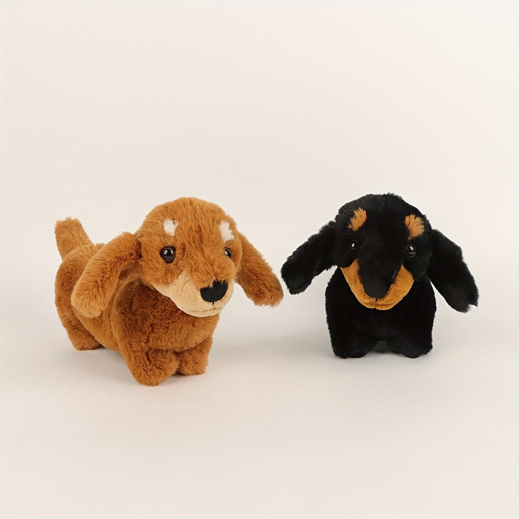 Dachshund Plush Cuddle Buddy – 11" Ultra-Soft Stuffed Doxie in Black, Gray, & Brown