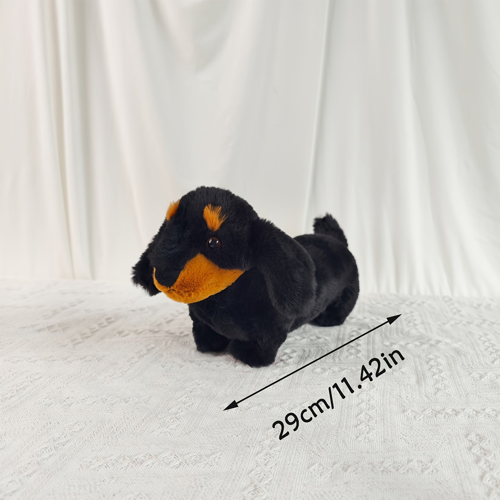Dachshund Plush Cuddle Buddy – 11" Ultra-Soft Stuffed Doxie in Black, Gray, & Brown