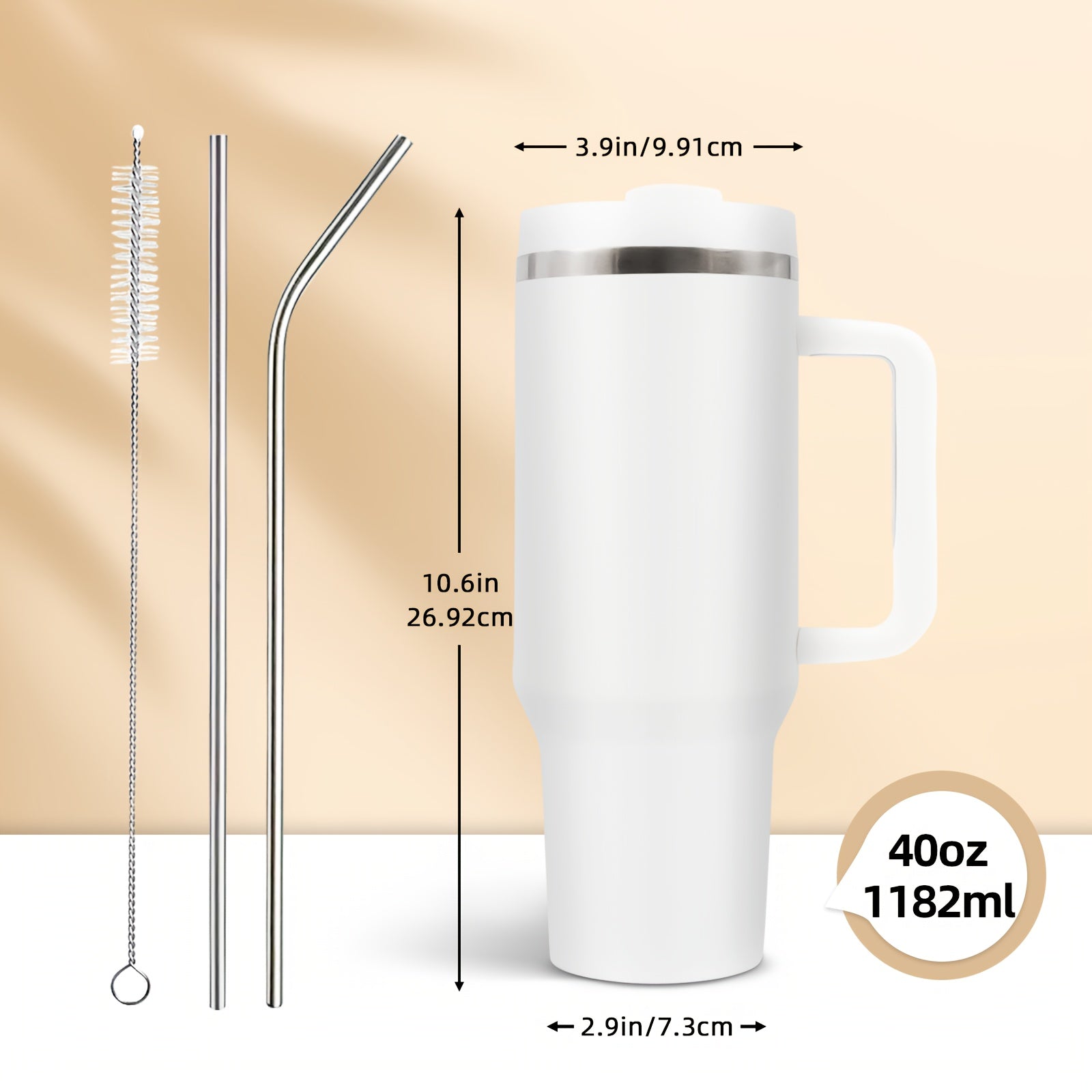 40oz Dachshund-Themed Stainless Steel Tumbler with Handle and Straw Lid – Ideal Gift for Dog Lovers, Wiener Dog Facts Design, Leak-Proof, Double-Wall Vacuum Insulated, Includes Cleaning Brush