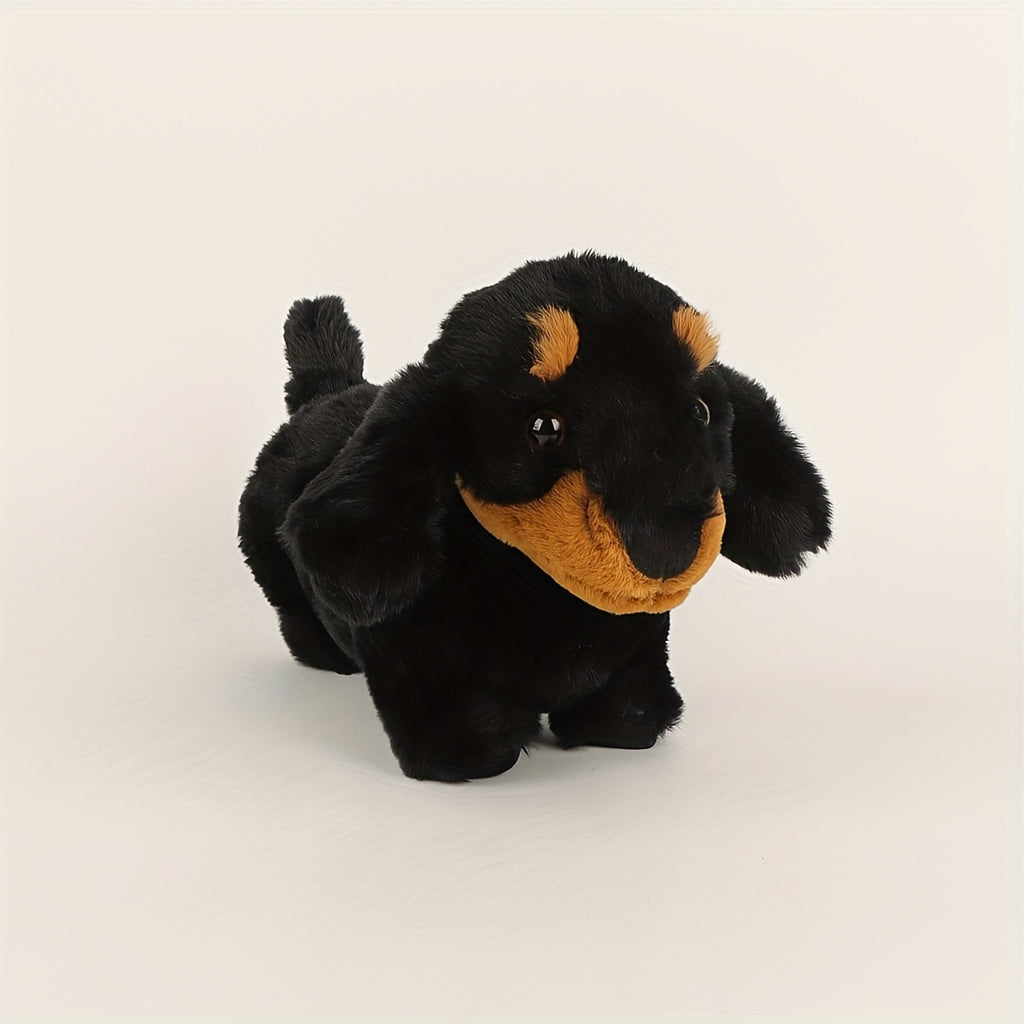 Dachshund Plush Cuddle Buddy – 11" Ultra-Soft Stuffed Doxie in Black, Gray, & Brown