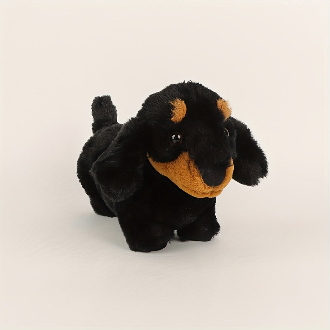 Dachshund Plush Cuddle Buddy – 11" Ultra-Soft Stuffed Doxie in Black, Gray, & Brown