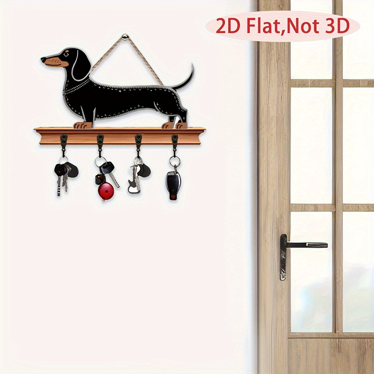 2D Flat 1pc Vintage Dachshund Themed Wooden Hook Wall Decoration, Suitable for Entryway, Office, or Living Room, Perfect Gift for Animal Lovers, Home Decor Accessory| Work Dog Design| Wooden Wall Art