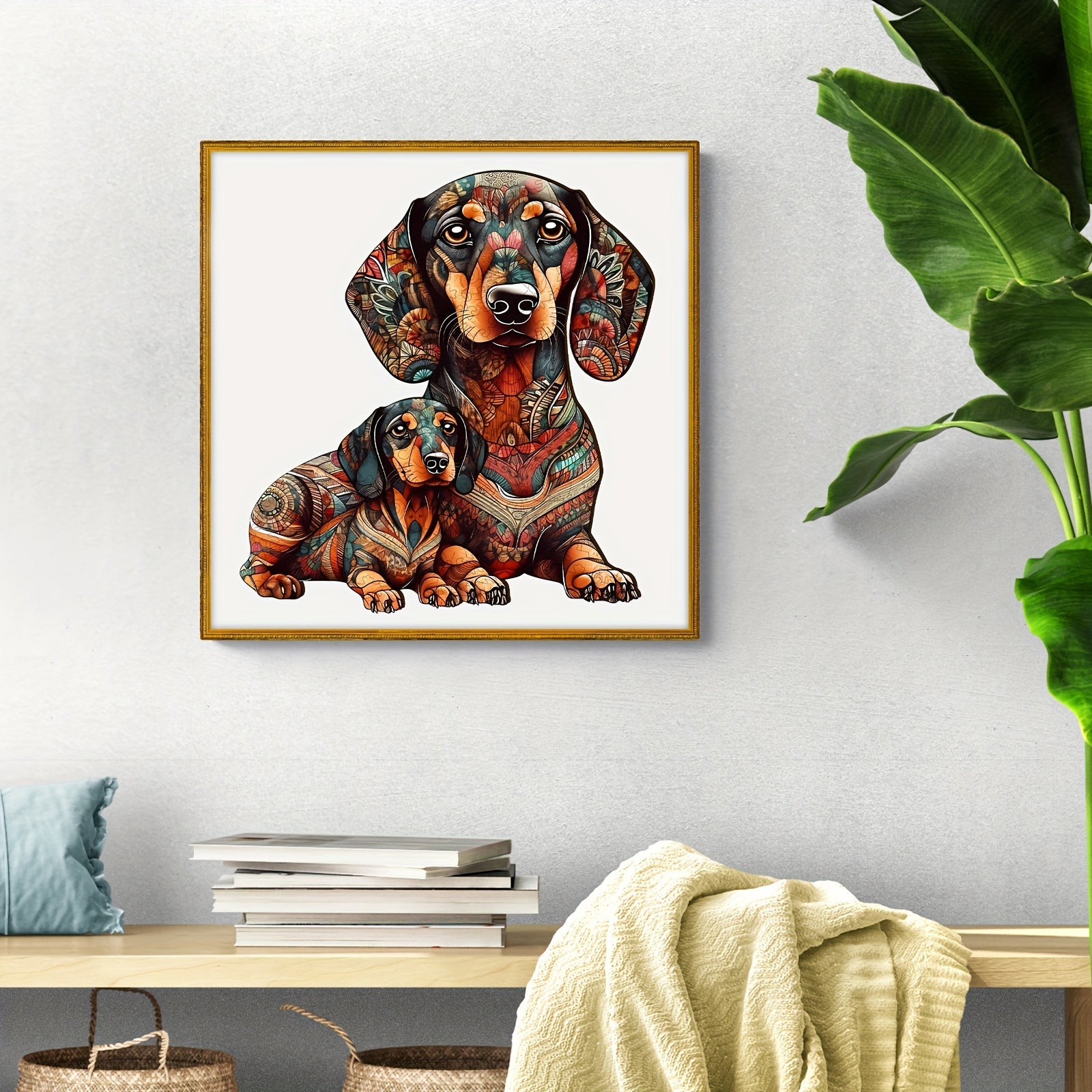 Dachshund Delight Artisan Wooden Puzzle – Irregular Shape Doxie Art Jigsaw