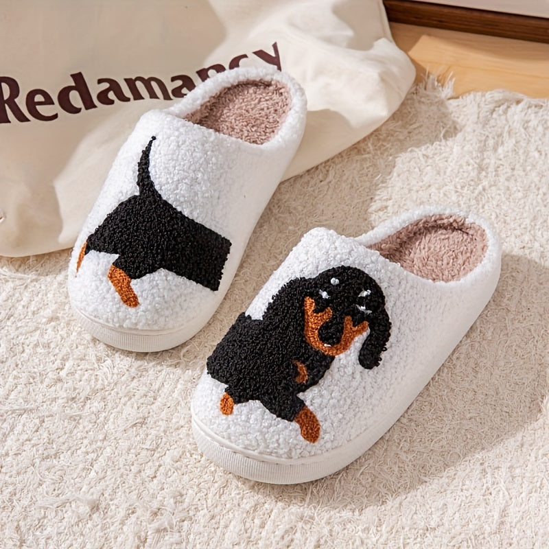 Cozy Cartoon Dachshund Slippers - Ultra-Soft Sole Platform, Plush Lined, Non-Slip, Comfortable, Warm, and Relaxing Footwear for Home, Lounge, or Leisure - Perfect for Casual Wear
