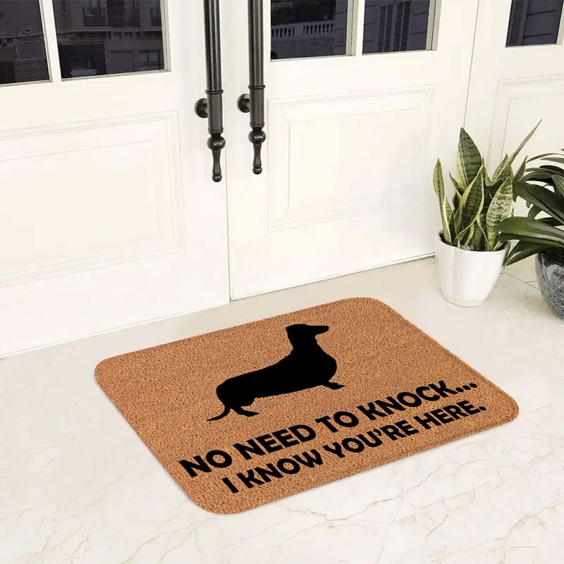 Dachshund Silhouette Flannel Doormat, Super Absorbent & Washable Anti-Slip, Indoor/Outdoor Use, Polyester, Machine Washable, Ideal for Bathroom Home Decor Camping, Playful Design, Durable Mat, 1pc
