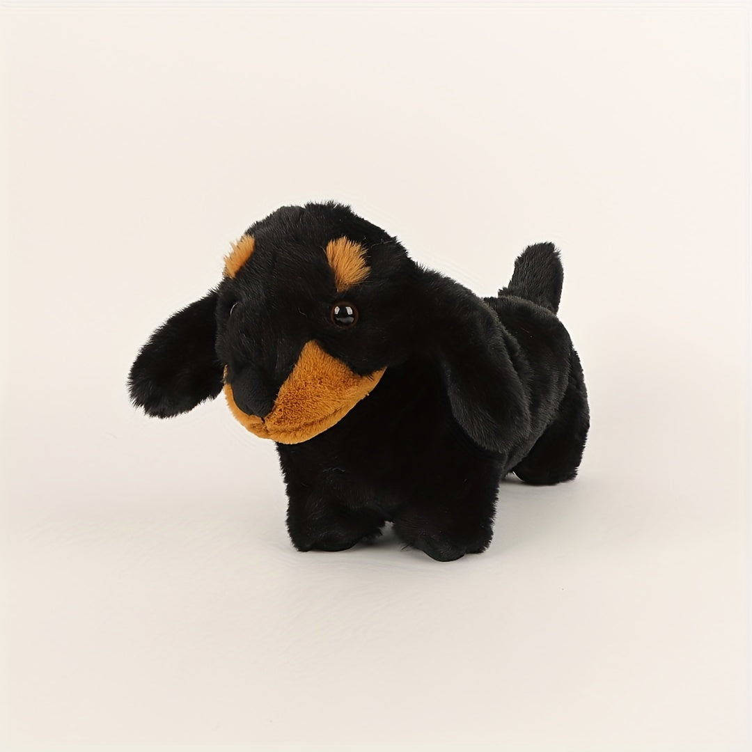 Dachshund Plush Cuddle Buddy – 11" Ultra-Soft Stuffed Doxie in Black, Gray, & Brown