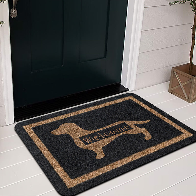 Felpudo de bienvenida con temática de perro salchicha: alfombra de franela antideslizante y lavable a máquina, de 1 cm de grosor, apta para interiores y exteriores, ideal para decoración del hogar, ideal para dormitorios, cocinas y entradas.
