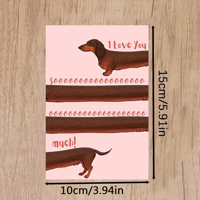 Dachshund-Themed Love Card with Envelope - Perfect for Valentine's Day & Anniversaries, Romantic Gesture for Spouse or Partner