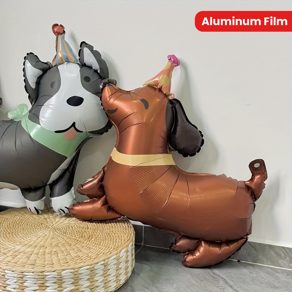[Dog Birthday Party Balloons] Adorable Pet Birthday Party Balloons - Dachshund, Dalmatian, Husky & Bichon Designs with Stand-Up Feature - Perfect for Dog Lovers' Celebrations, Dog Birthday Party Supplies