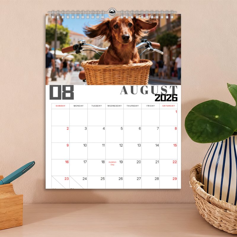 2026 Dachshund Wall Calendar - 1pc (11 X 8.2 Inches) | Twelve-Month Calendar | Durable Materials & High Printing Quality | Perfect Gift for Family & Friends | Christmas & Birthday Present Idea