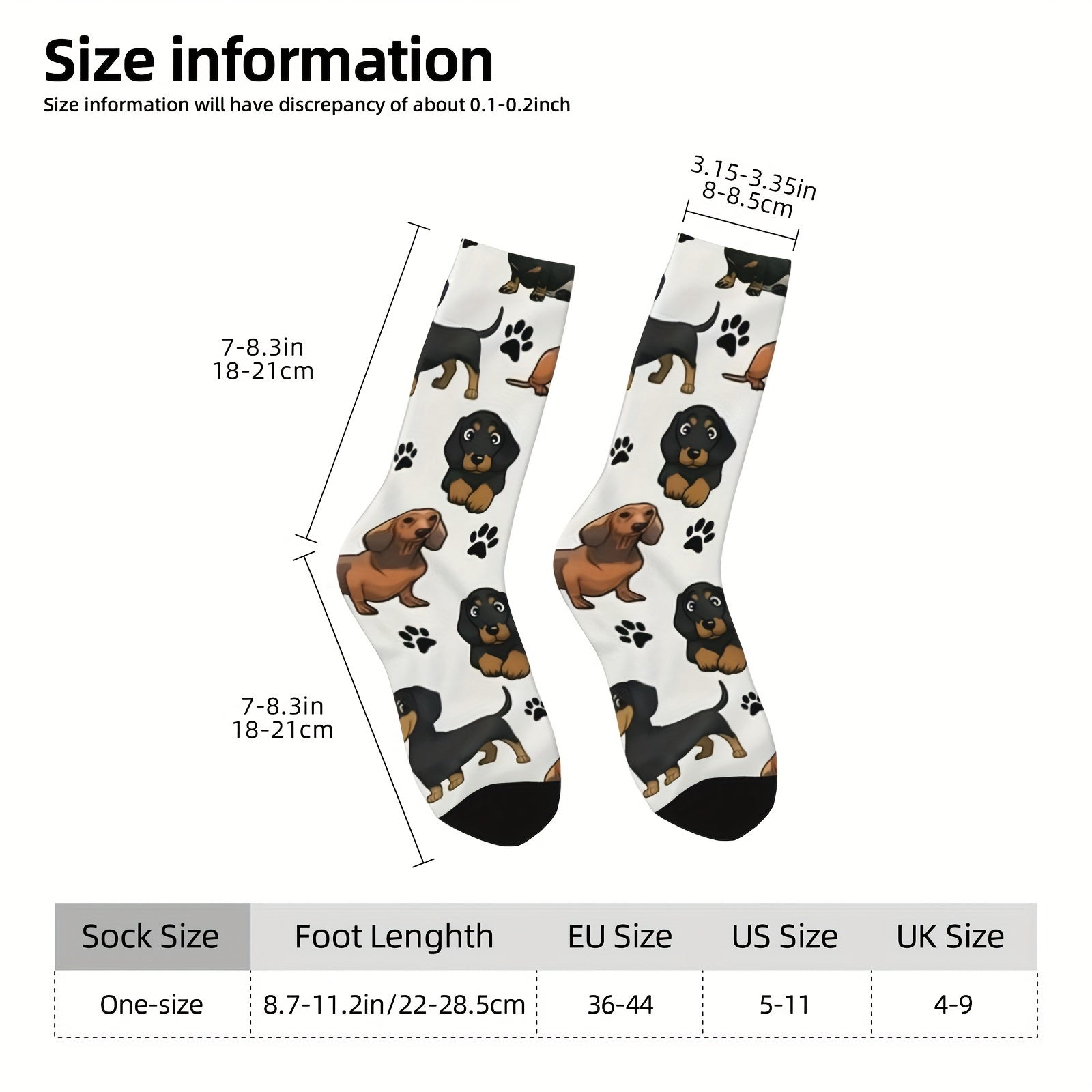 1 Pair Hip Hop Retro Dachshund Dog Cartoons Cute Crazy Men's Compression Socks Unisex Harajuku Pattern Printed Funny Novelty Happy Crew Sock Gift