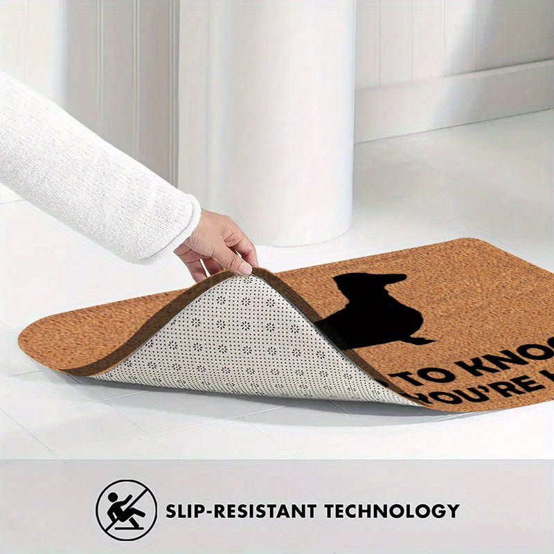 Dachshund Silhouette Flannel Doormat, Super Absorbent & Washable Anti-Slip, Indoor/Outdoor Use, Polyester, Machine Washable, Ideal for Bathroom Home Decor Camping, Playful Design, Durable Mat, 1pc