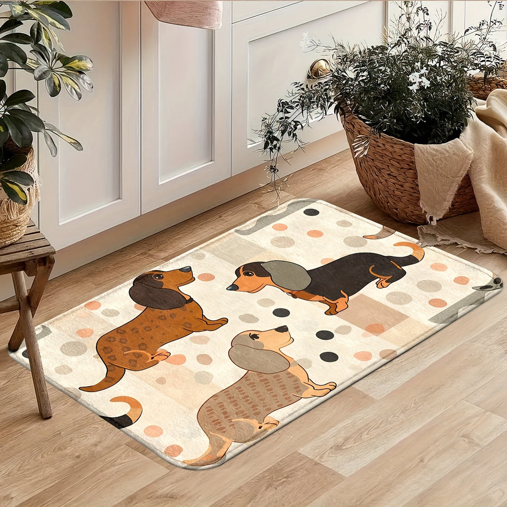 Adorable Dachshund Dog Door Mat - Non-Slip, Machine Washable Entrance Rug for Kitchen, Bathroom & Laundry Room