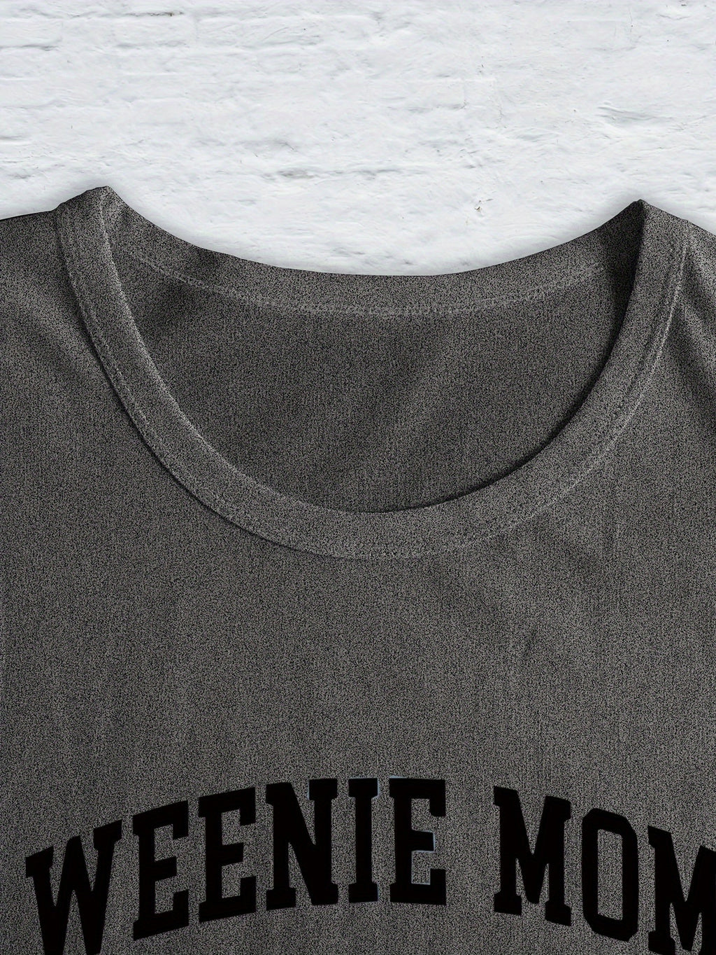 1pc Women'S Casual Long Sleeve T-Shirt with "Weenie Mom" Dachshund Print, Polyester Crew Neck Top for Spring & Fall, Regular Fit Letter Print Tee