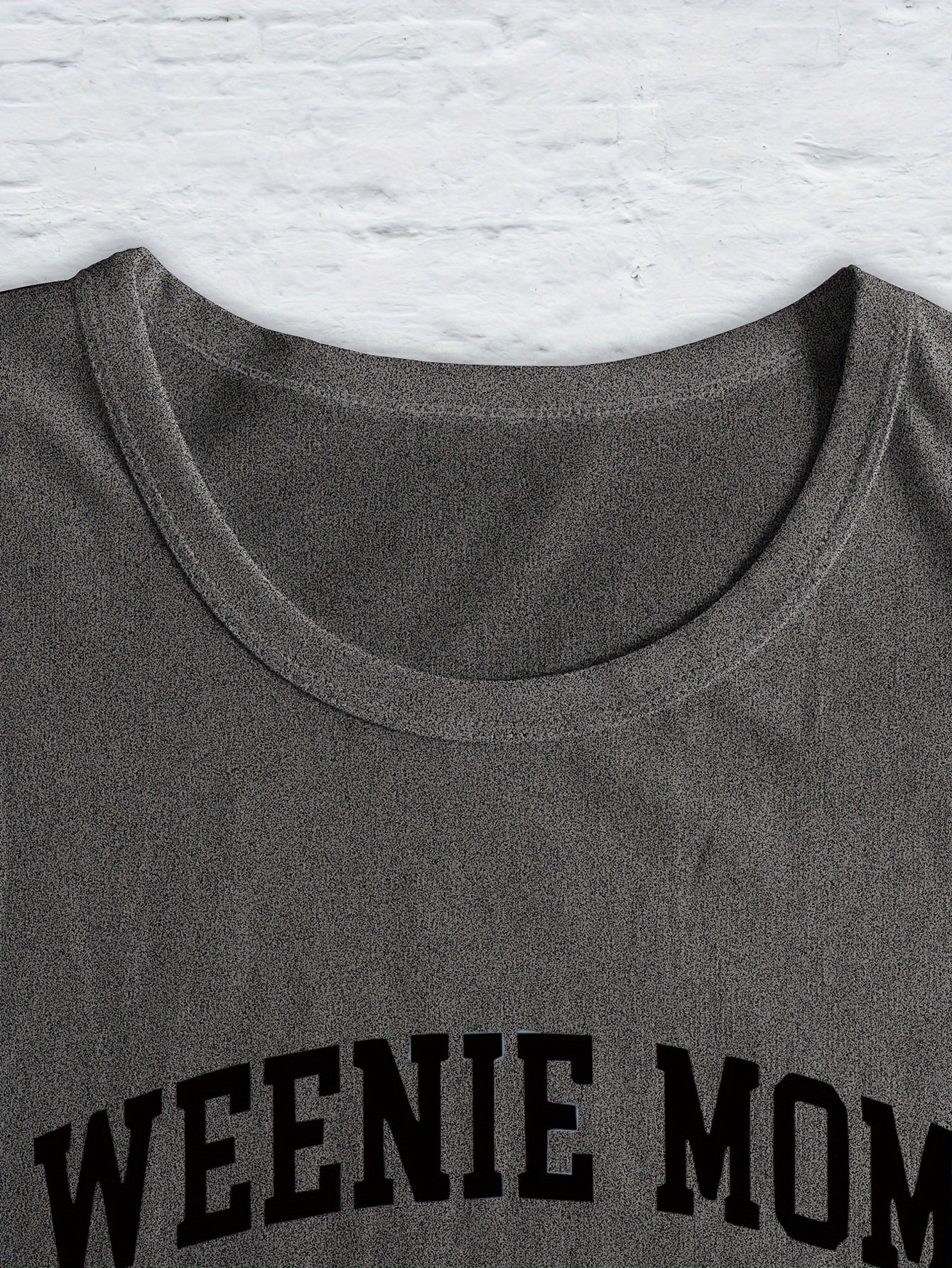 1pc Women'S Casual Long Sleeve T-Shirt with "Weenie Mom" Dachshund Print, Polyester Crew Neck Top for Spring & Fall, Regular Fit Letter Print Tee