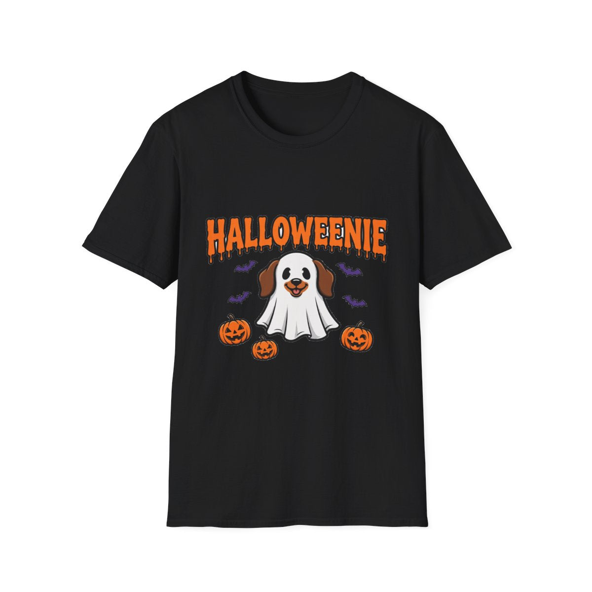 Halloweenie ghost dachshund tee - Black - front